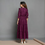 Magenta Hand-Beaded Handspun Cotton Boho Maxi Dress