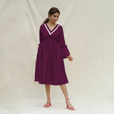 Magenta Handspun Cotton Bohemian Midi Dress