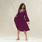 Magenta Handspun Cotton Bohemian Midi Dress