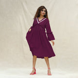 Magenta Handspun Cotton Bohemian Midi Dress