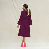 Magenta Handspun Cotton Bohemian Midi Dress