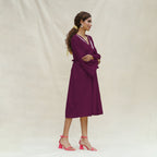 Magenta Handspun Cotton Bohemian Midi Dress
