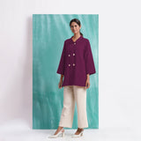Magenta Yarn-Dyed Cotton Welt Pocket Coat