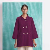 Magenta Yarn-Dyed Cotton Welt Pocket Coat