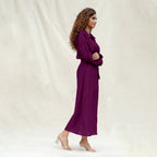 Magenta Yarn-Dyed Cotton Pleated Button-Down Maxi Dress