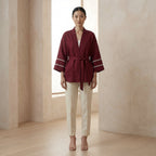 Maroon Handspun Cotton Kyoto Kimono Sleeve Wrap Top