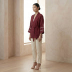 Maroon Handspun Cotton Kyoto Kimono Sleeve Wrap Top