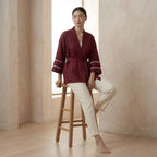 Maroon Handspun Cotton Kyoto Kimono Sleeve Wrap Top