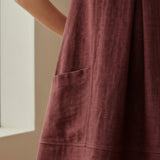 Maroon Handspun Cotton Sleeveless Paneled Swing Dress