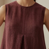 Maroon Handspun Cotton Sleeveless Paneled Swing Dress
