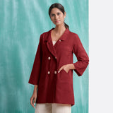 Maroon Handspun Cotton Welt Pocket Coat