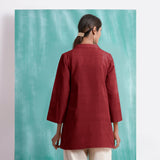 Maroon Handspun Cotton Welt Pocket Coat