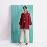 Maroon Handspun Cotton Welt Pocket Coat