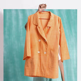 Melon Orange Welt Pocket Handwoven Coat