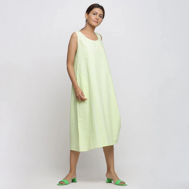 Right View of a Model wearing Mint Green Tie-Dye A-Line Dress