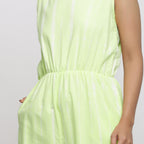 Front Detail of a Model wearing Mint Green Hand Tie Dyed Straight Jumpsuit