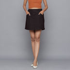 Front View of a Model wearing Moonlight Black Flannel Mini Pencil Skirt