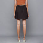 Back View of a Model wearing Moonlight Black Flannel Mini Pencil Skirt