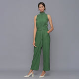 Front View of a Model wearing Moss Green Cotton Corduroy Pant