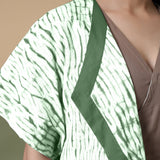 Front Detail of a Model wearing Forest Green Tie-Dye Cotton Front Open Short Overlay