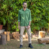 Moss Green Warm Cotton Corduroy Relaxed Fit Shirt