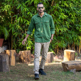 Moss Green Warm Cotton Corduroy Relaxed Fit Shirt