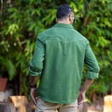 Moss Green Warm Cotton Corduroy Relaxed Fit Shirt