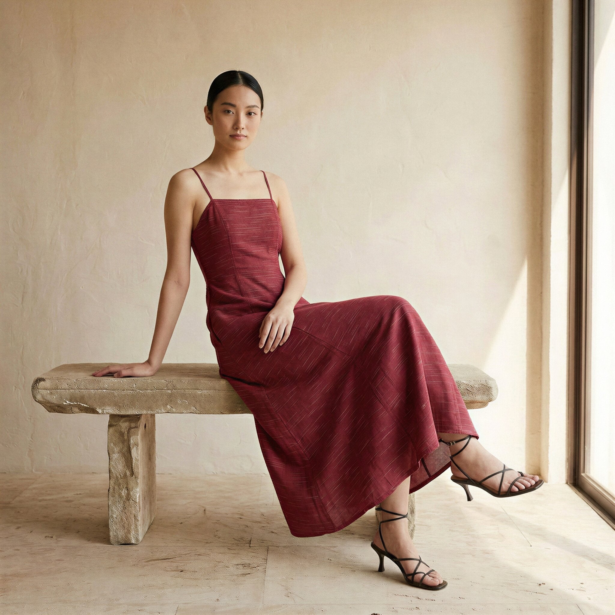 Mulberry Handspun Cotton Ankle Length Flared Sundress