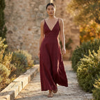 Mulberry Handspun Cotton Deep V-Neck Cami Maxi Dress