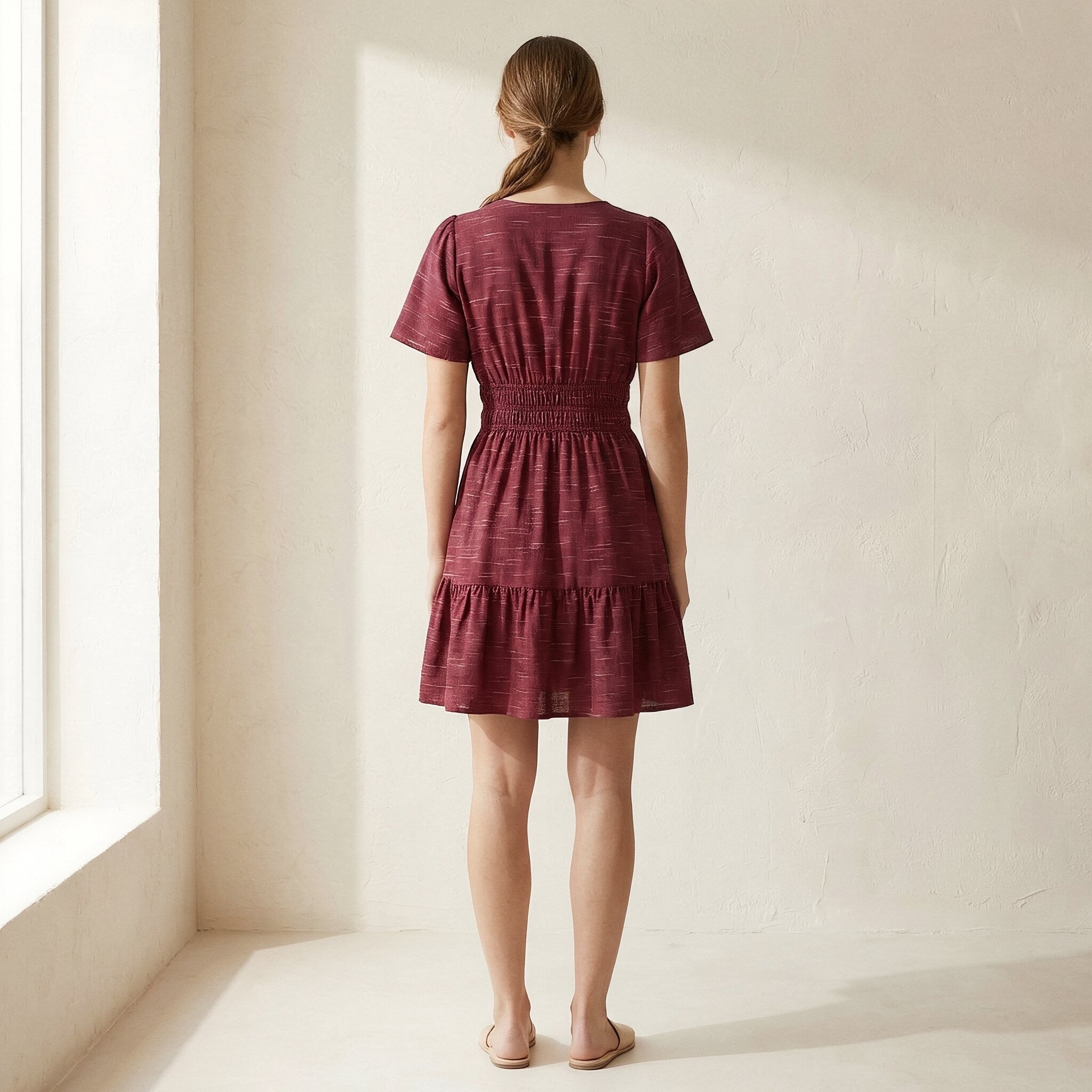 Mulberry Handspun Cotton Elasticated Short Tier Dress