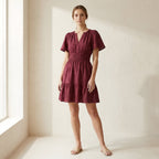 Mulberry Handspun Cotton Elasticated Short Tier Dress