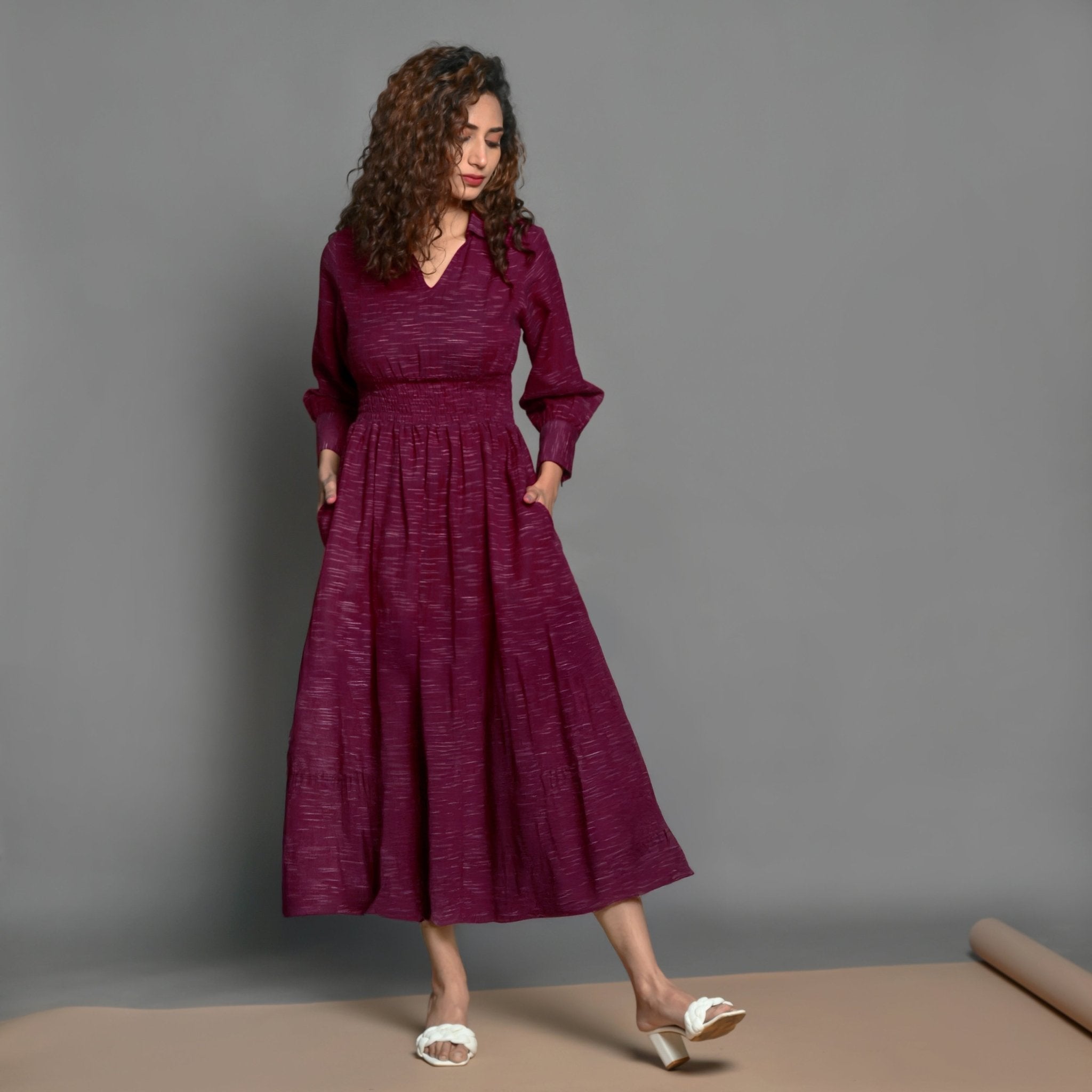 Mulberry Handspun Cotton Maxi Skater Dress