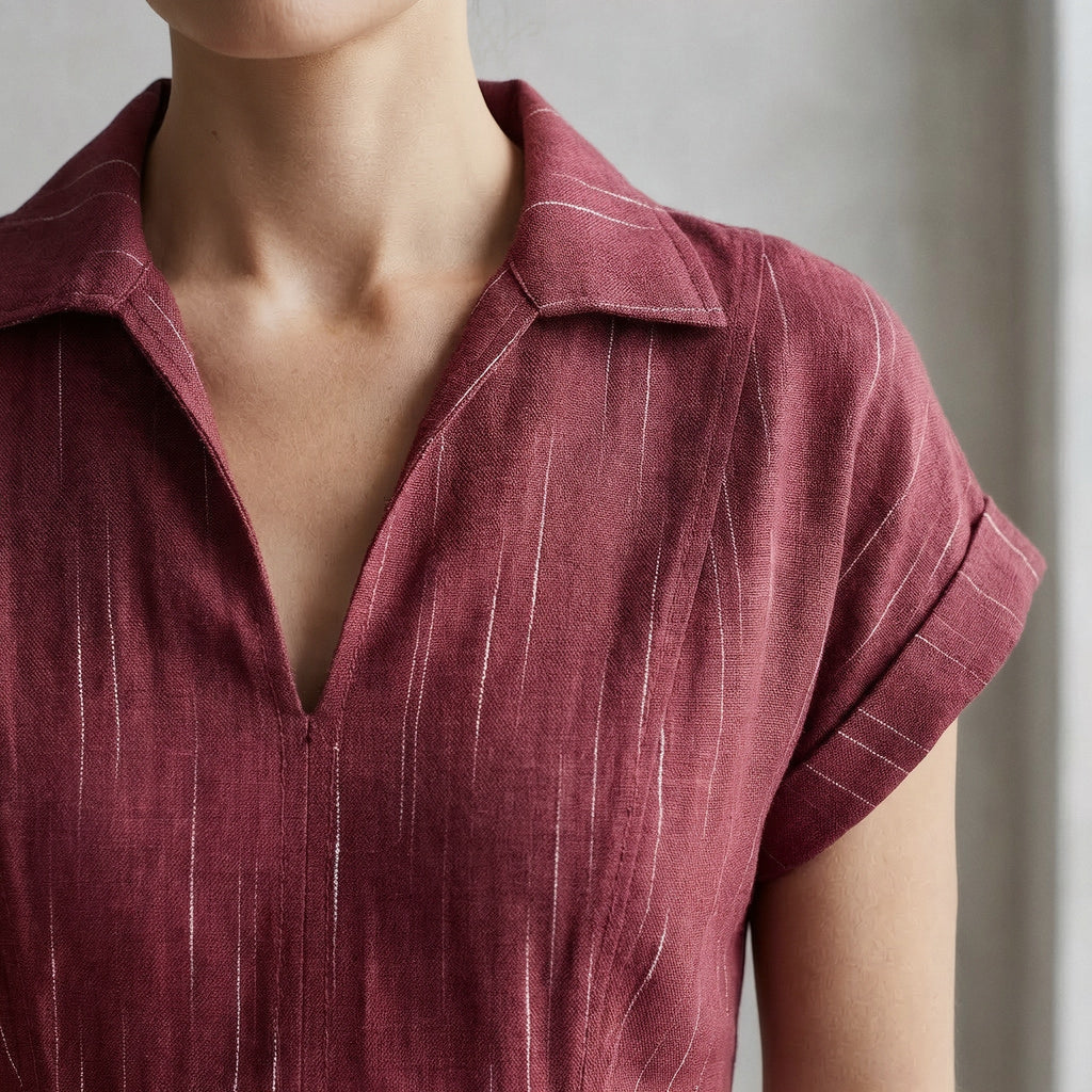 Mulberry Handspun Cotton Paneled A-Line Midi Dress