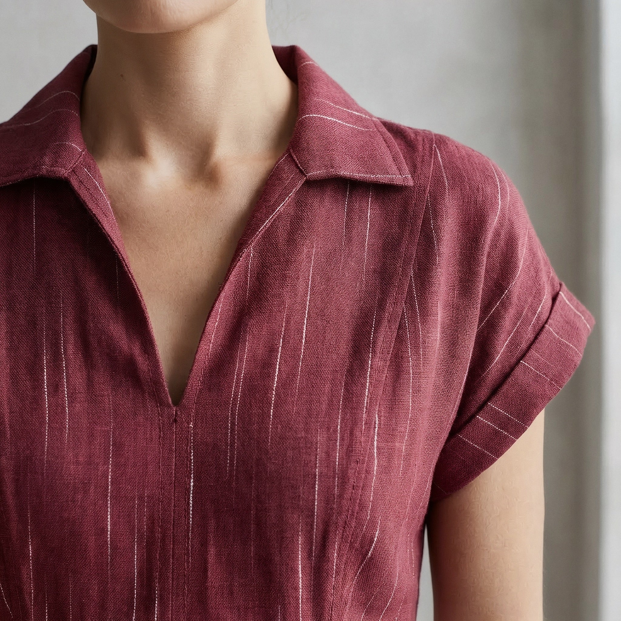Mulberry Handspun Cotton Paneled A-Line Midi Dress