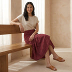Mulberry Handspun Cotton Ruffle Midi Wrap Skirt