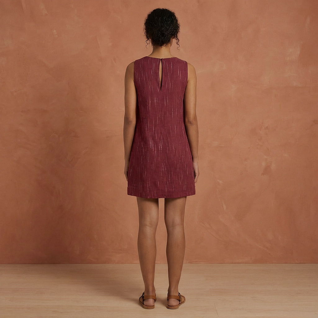 Mulberry Handspun Cotton Sleeveless A-Line Short Shift Dress
