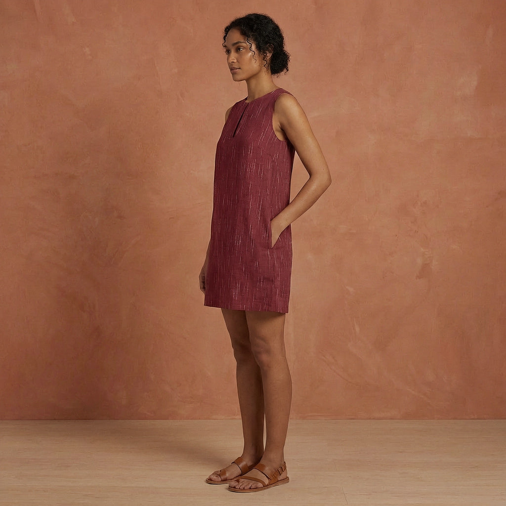 Mulberry Handspun Cotton Sleeveless A-Line Short Shift Dress
