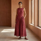 Mulberry Handspun Cotton Sleeveless Paneled Maxi Dress