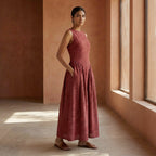 Mulberry Handspun Cotton Sleeveless Paneled Maxi Dress