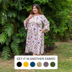 Multicolor Floral Block Print Cotton Knee Length Slit Dress