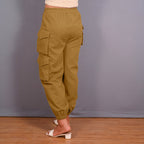 Mustard Warm Cotton Flannel Elasticated Cargo Jogger Pant