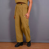 Mustard Warm Cotton Flannel High-Rise  Convertible Jogger Cargo Pant