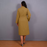Mustard Warm Cotton Flannel Midi Blazer Dress