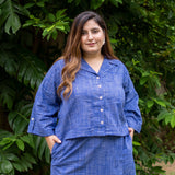 Navy Blue Checks Handspun Cotton Button-Down Shirt