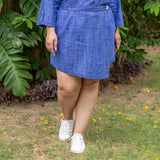 Navy Blue Checks Handspun Cotton High-Rise Skort