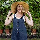 Navy Blue Cotton Linen Dungaree Playsuit