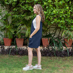 Navy Blue Cotton Linen Dungaree Playsuit