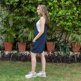 Navy Blue Cotton Linen Dungaree Playsuit