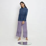 Navy Blue Cotton Linen Full Sleeve Button-Down Shirt