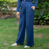 Navy Blue Cotton Waffle Shirt and High-Rise Pant Co-ord Set